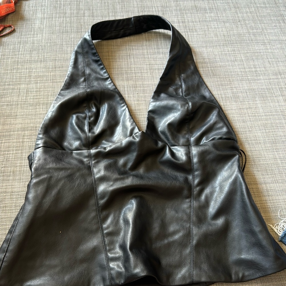 Faux leather halter top from Zara